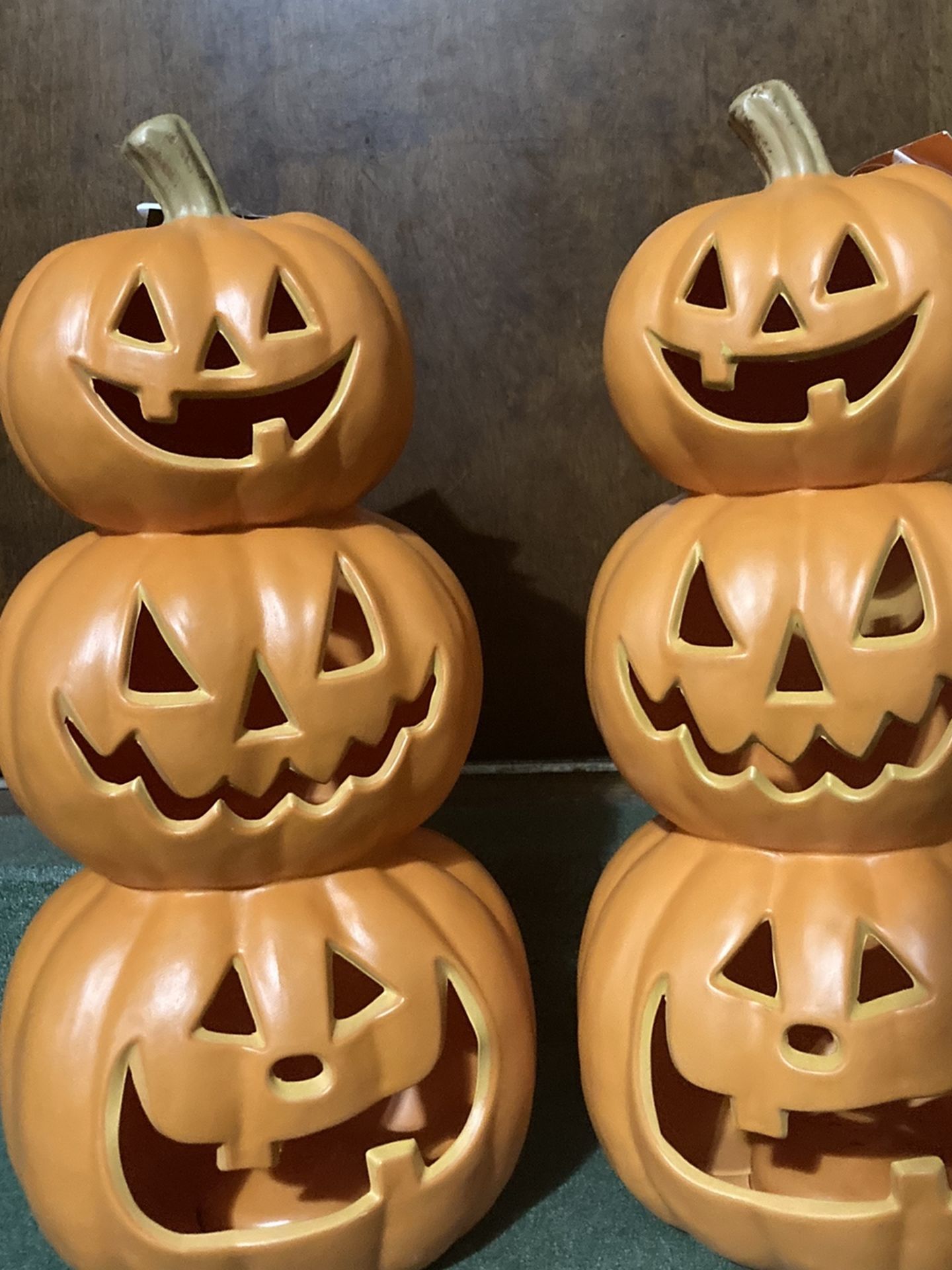 Two Matching Topiary Pumpkins