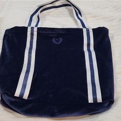 Victoria's Secret PINK Blue Ribbed Velour Super Soft Zip Tote Bag, MSRP: $50