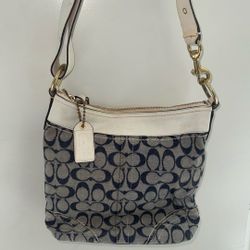 Vintage Y2K Coach Signature Shoulder Bag White Trim Authentic
