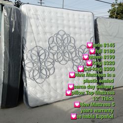 🟪King Size Pillow Top Mattress 12" Thick 