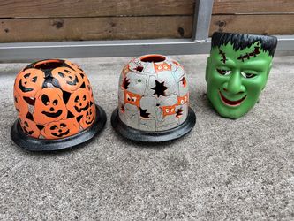 Vintage Halloween dome candle holders
