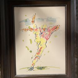 Ted Tanabe watercolor “The kicker” Make Offer