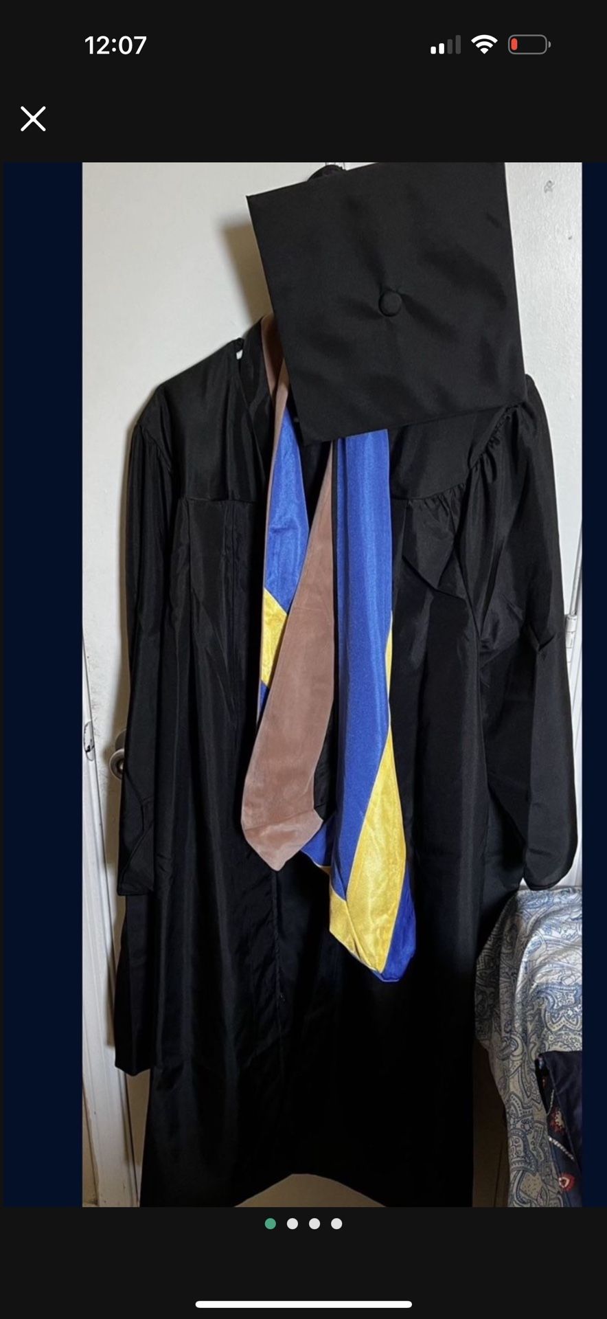 ASU master black gown, hood and cap