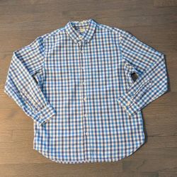 Old Navy Classic Men's Button Down Regular Fit Shirt, Large, Blue Plaid