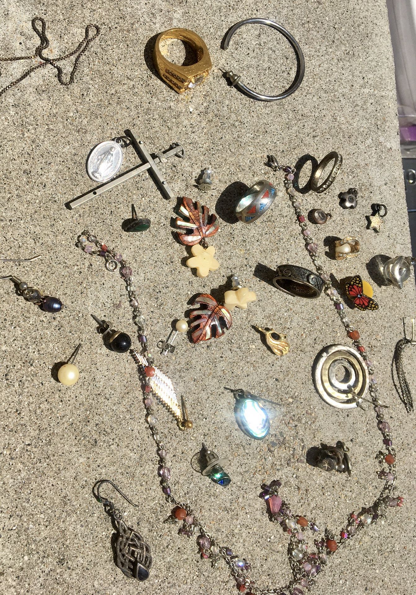 Lot of Charms, single earrings, jewelry pieces, rings