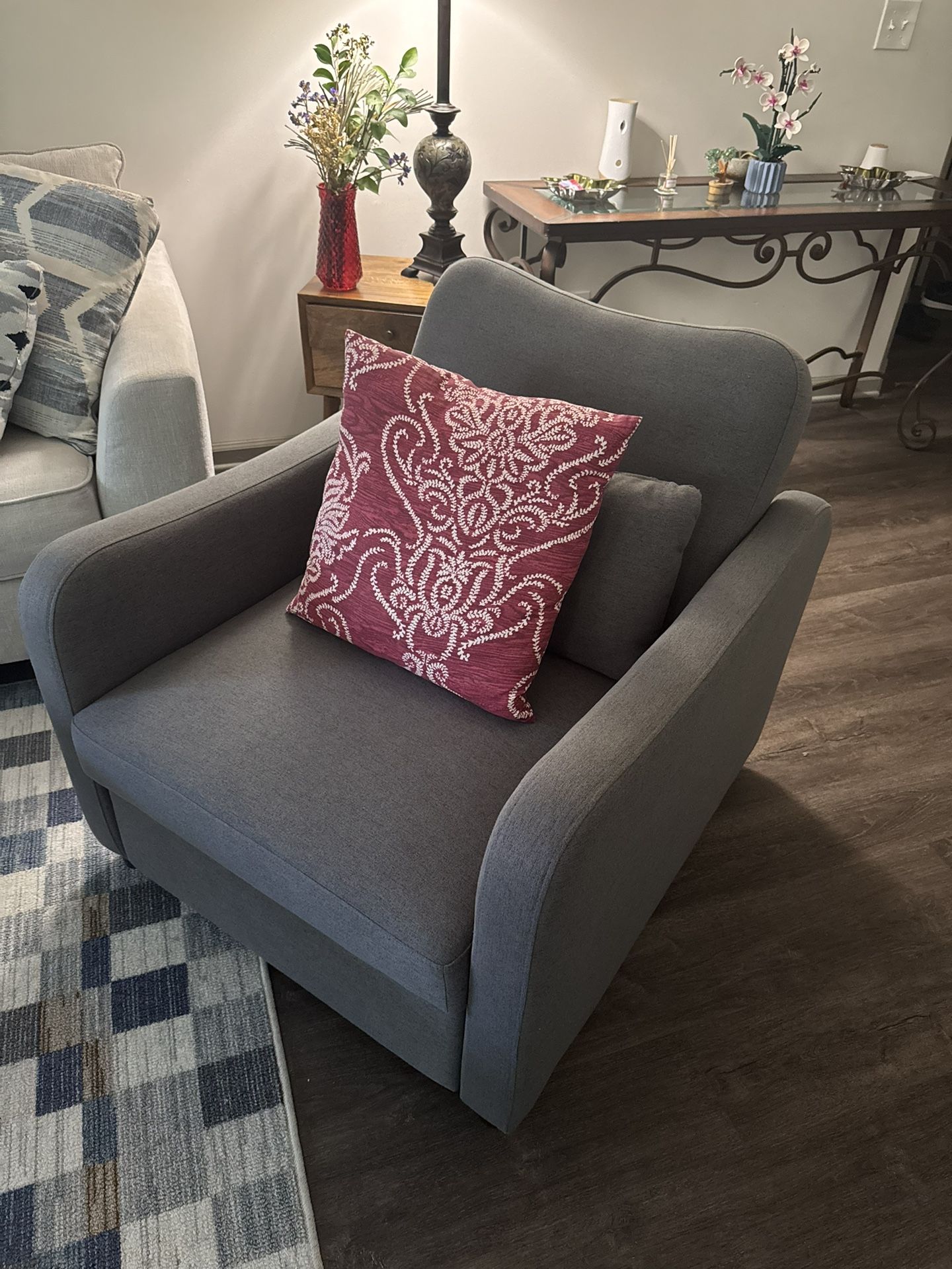 Dark Gray Reclining Chair- Like New!