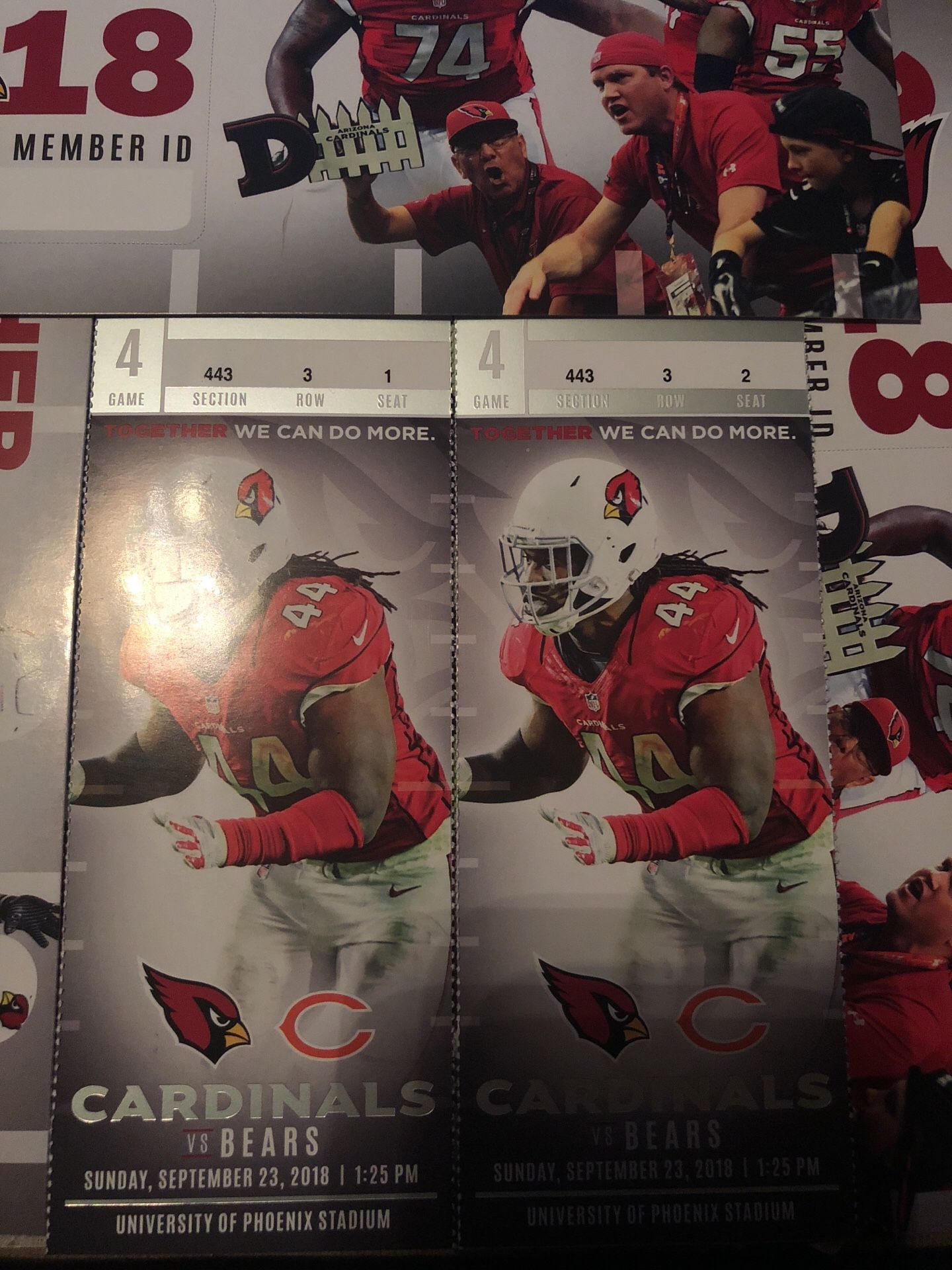 ARIZONA CARDINALS 3RD ROW VISITOR SIDE 45 YD LINE TICKETS EVERY HOME GAME