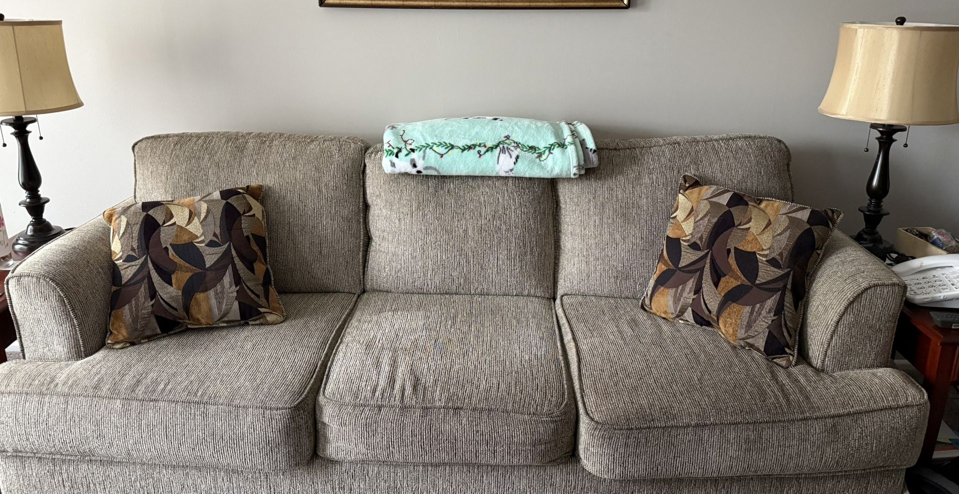 Cloth Couch (neutral) w/2 throw pillows
