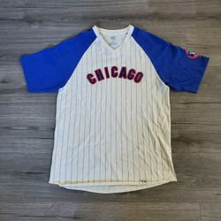 Chicago Cubs Majestic Cooperstown Collection Pinstripe T Shirt Mens Medium