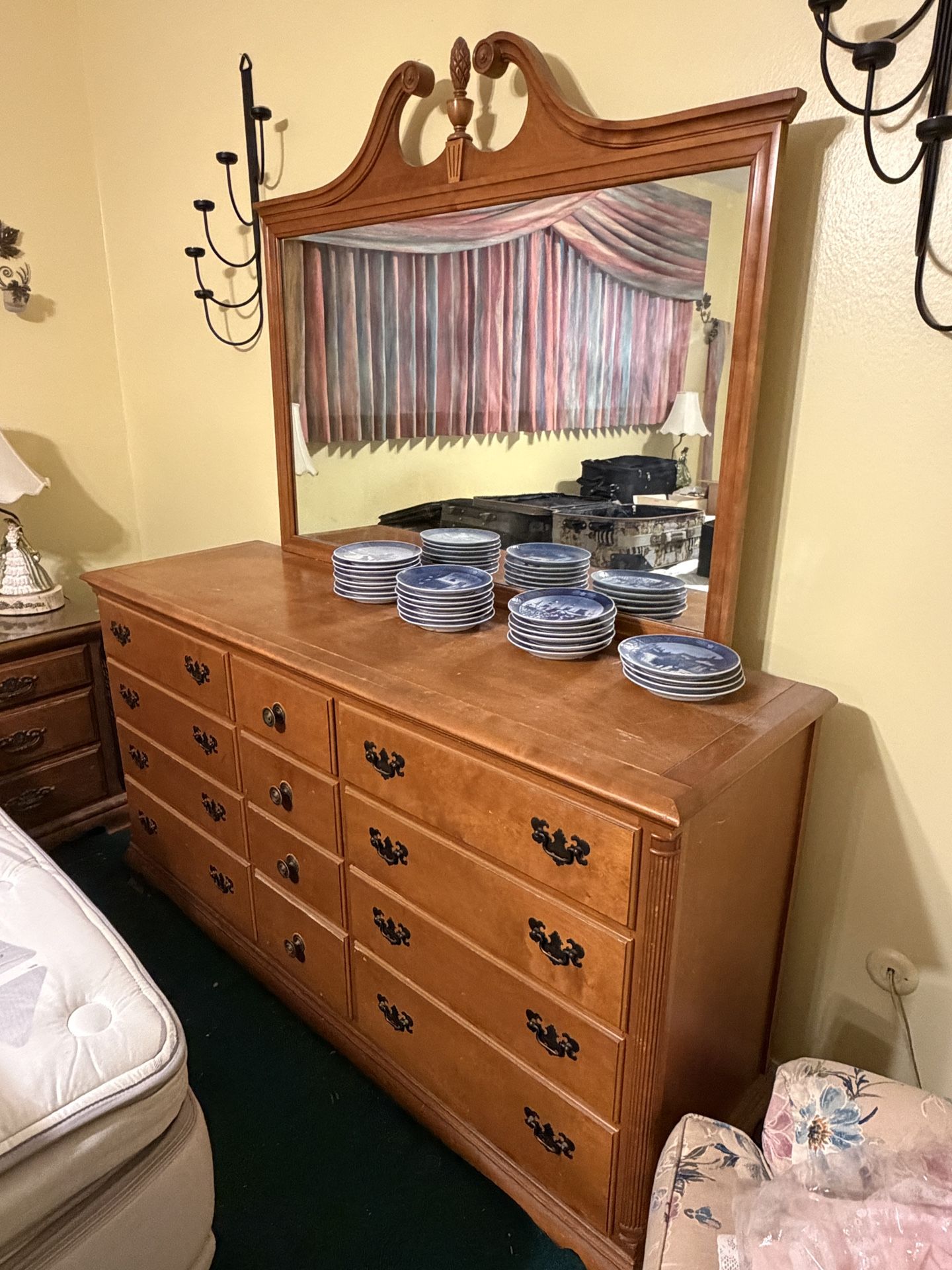 Solid Wood Dresser with Mirror