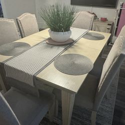 6 Chair Wood White Dining Set