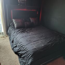 Black Queen Size LED Bed 