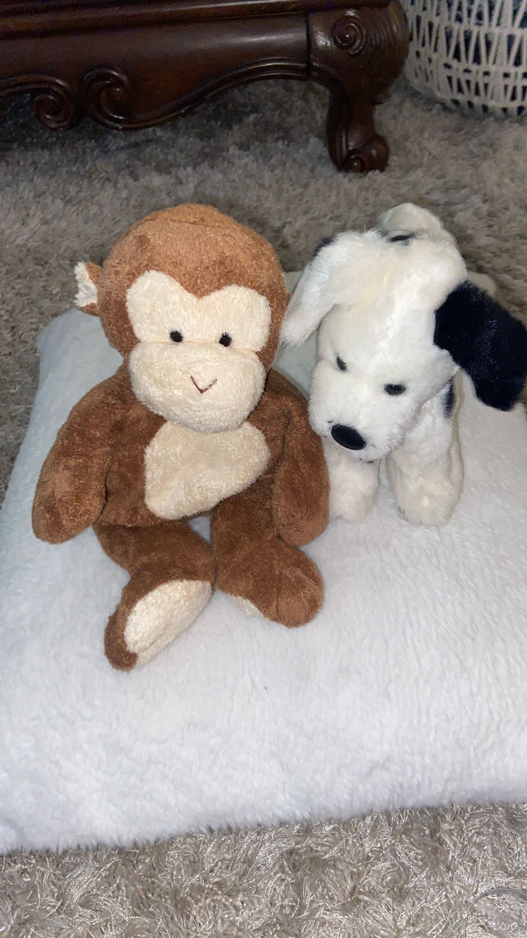 Two Stuffed Animals. Dog and Monkey