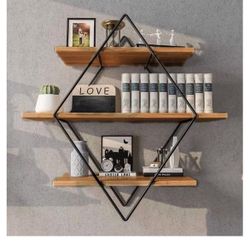 PETRELS Hand cart Storage Rack 3 Tier Floating Hanging Display Shelf Book Storage Rack Wall Mounted