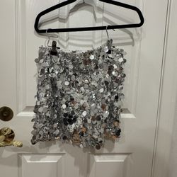 Mini Skirt Silver Sequence