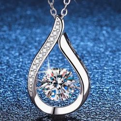 Sterling Silver And Fire Moissanite Pendant 