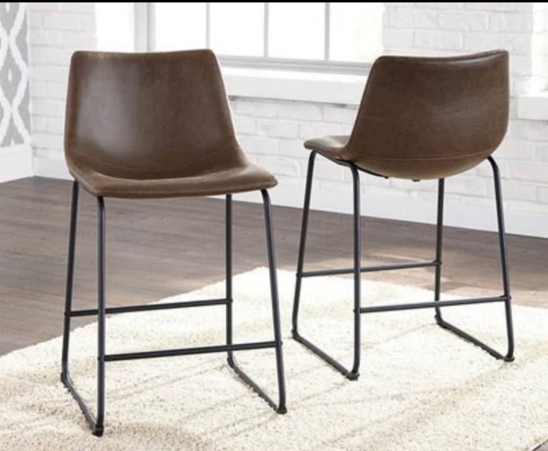 2 New Counter Height Stools - Choice: Black, Brown or Whisky Brown 