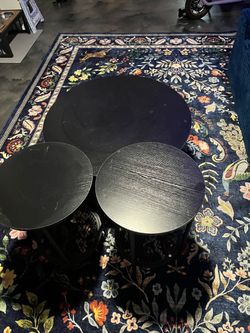 3 pc Black Round Nesting Coffee Tables Set of 3