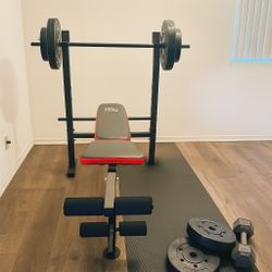 Full Fitness Bench with Weights + Bonus 20lb Dumbbell – All-in-One Workout Setup!