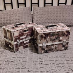 Set of 2 SHANY Makeup Train Case Carry Organizer For Jewelry or Cosmetics Large Size With Keys & Strap