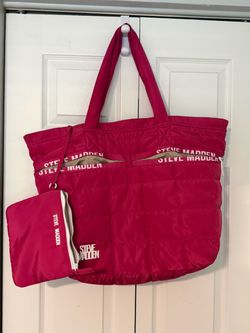 Large Pink Puffy Steve Madden Tote w/Lots of Pockets & Detachable mini purse