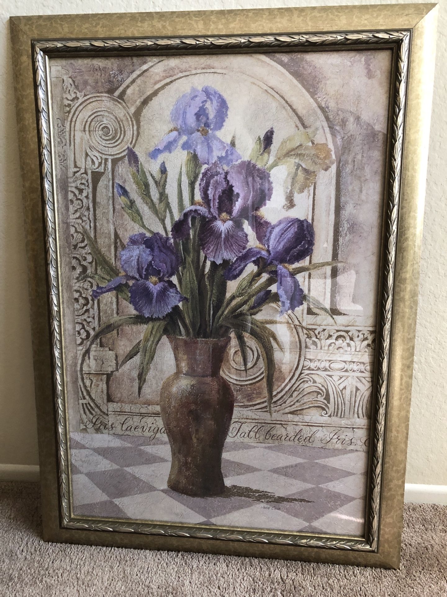 Home Interiors Wall Art Joan Cole Tall Bearded Iris 29” x 41”
