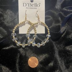 D - New In Package D’Bello Goldtone And Clear Earrings
