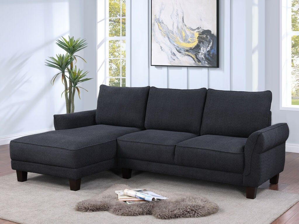 NEW!! 96"W BLACK SHERPA SECTIONAL!