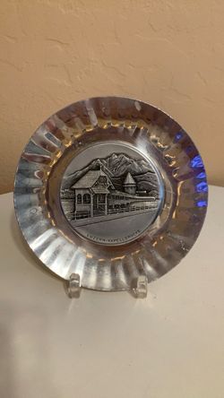 Vintage Swiss Hand-Hammered Aluminum Decorative Hanging Plate
