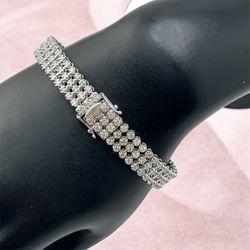 Multi-Row Natural Diamond Bracelet In 14k White Gold 