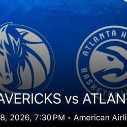 2 Tickets For $25 ( 2 Boletos Por $25) ATLATA HAWKS VS DALLAS MAVERICKS TODAY MAR/18/26 AT AMERICAN  AIRLINES CENTER 7:30 Pm