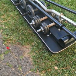 SET OF WEIGHTS 3 REGULARS DUMBBELL 1 BENCH