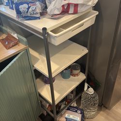 White rolling cart w/wheels