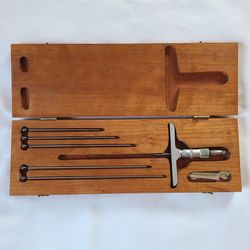 Scherr Tumico Depth Micrometer - Vintage in Original Wood Case