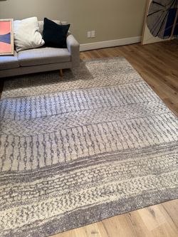Large Gray and Cream Abstract Area Rug