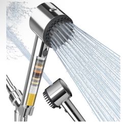 Filtered Shower Head with Handheld, High Pressure 4+1 Spray Mode Showerhead with Filters, Built-in Power Wash for Hard Water - Remove Chlorine - Reduc