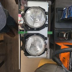 Jeep CJ Headlight Brackets, buckets, and Headlamps. Restored 