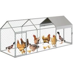 Large Metal Chicken Coop Chicken Runs for Yard with Waterproof and Anti Uv Cover Portable Chicken Coop for Outdoor Chicken Rabbit Duck Silver 120inch 