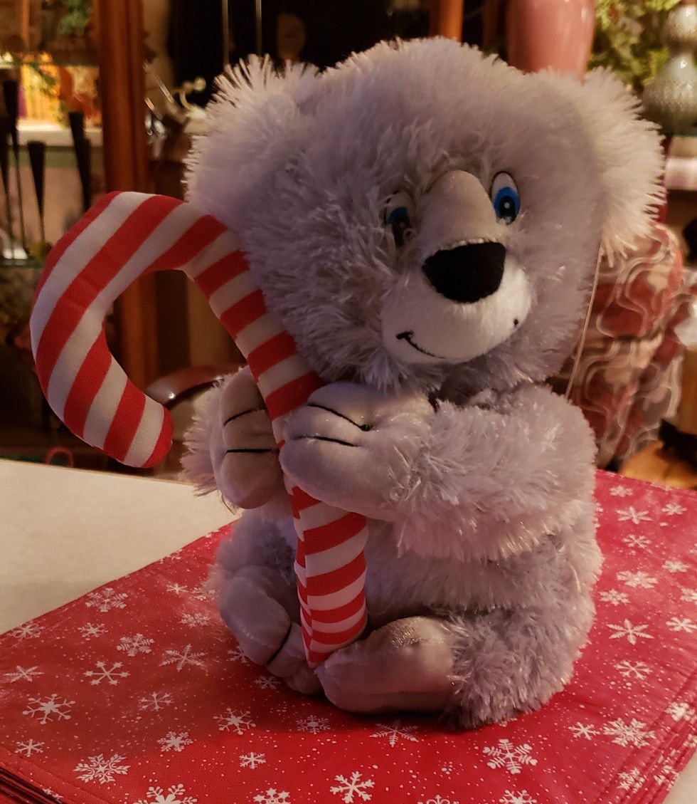 12 inch stuffed animal with candy cane..new