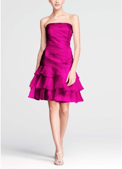David's Bridal Strapless Dress with Drop Waist and Tiered Skirt