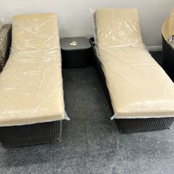 Patio Furniture Outdoor Furniture 3-PC Poolside Chaise Lounges 
