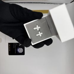 S925 silver Moissanite earrings cross VVS1 Certified