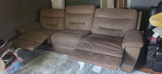 Brown Fabric Reclining Sectional Sofa