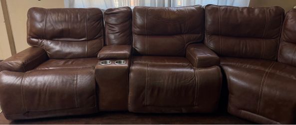 Genuine Leather Power Reclining Sectional – 3 Piece