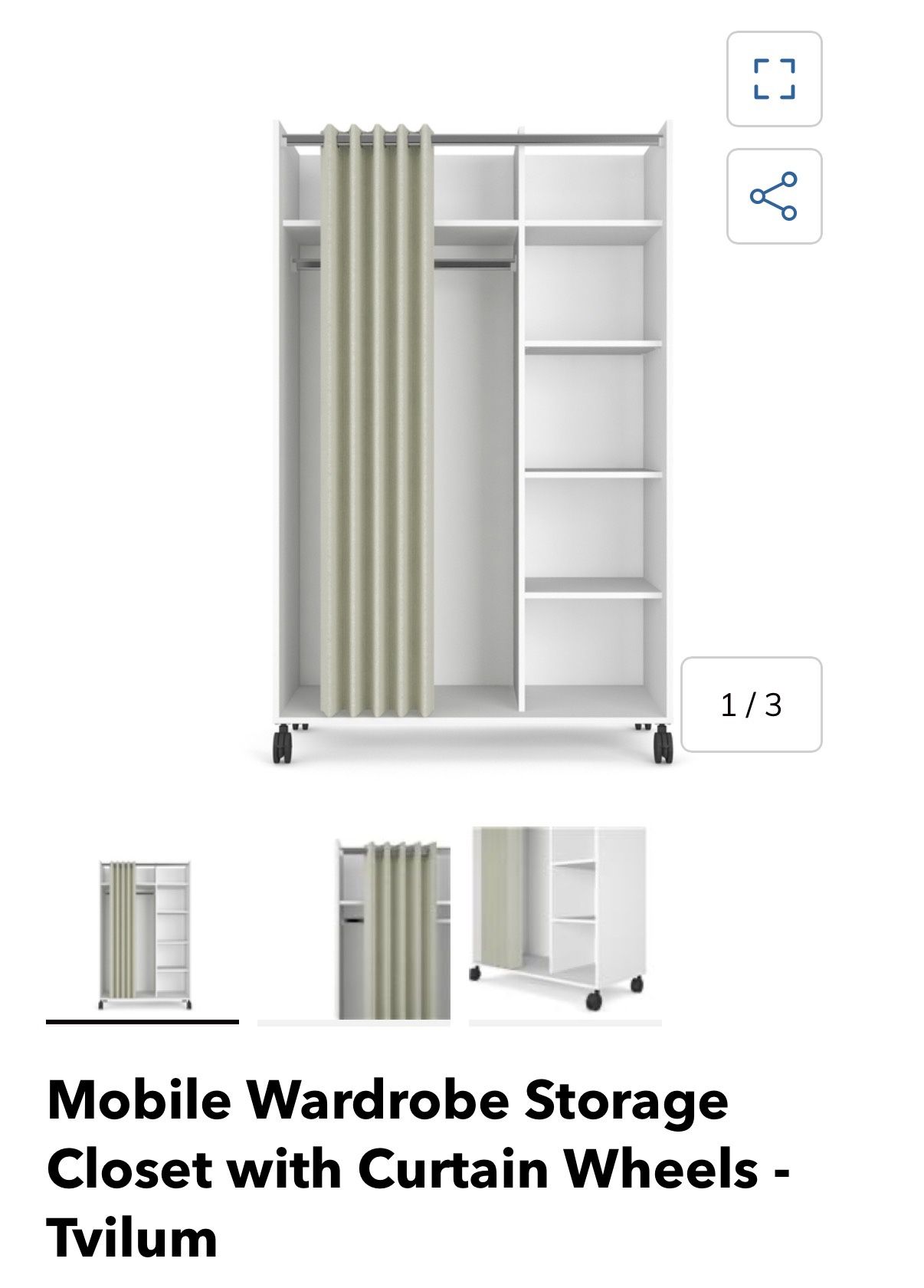 BRAND NEW UNOPENED! Wardrobe Storage Closet with Curtain Wheels - Tvilum