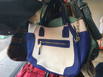 White and blue purse