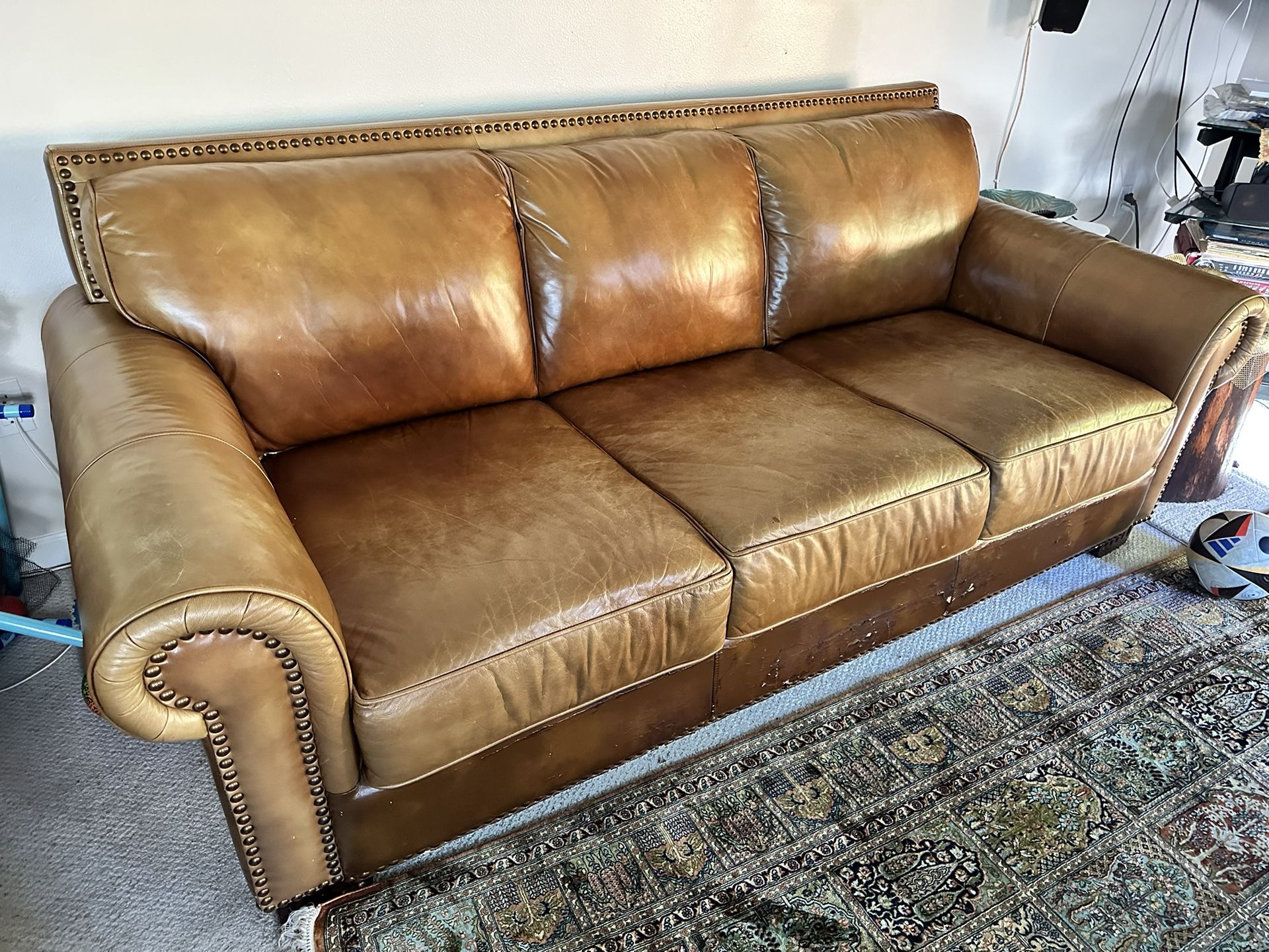 Leather Sofa - 3 Seater And 2 Chairs 
