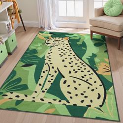 5x7” Non-Slip Machine Washable Leopard Rug 