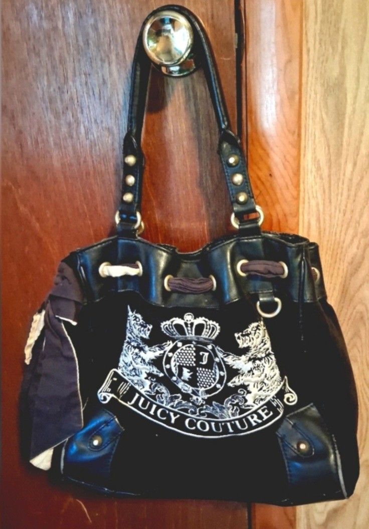 VINTAGE JUICY COUTURE DAYDREAMER VELOUR SCOTTIE DOG SHOULDER TOTE BAG