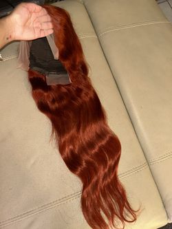 100% Human Hair 28 Inch Ginger Straight Wig 